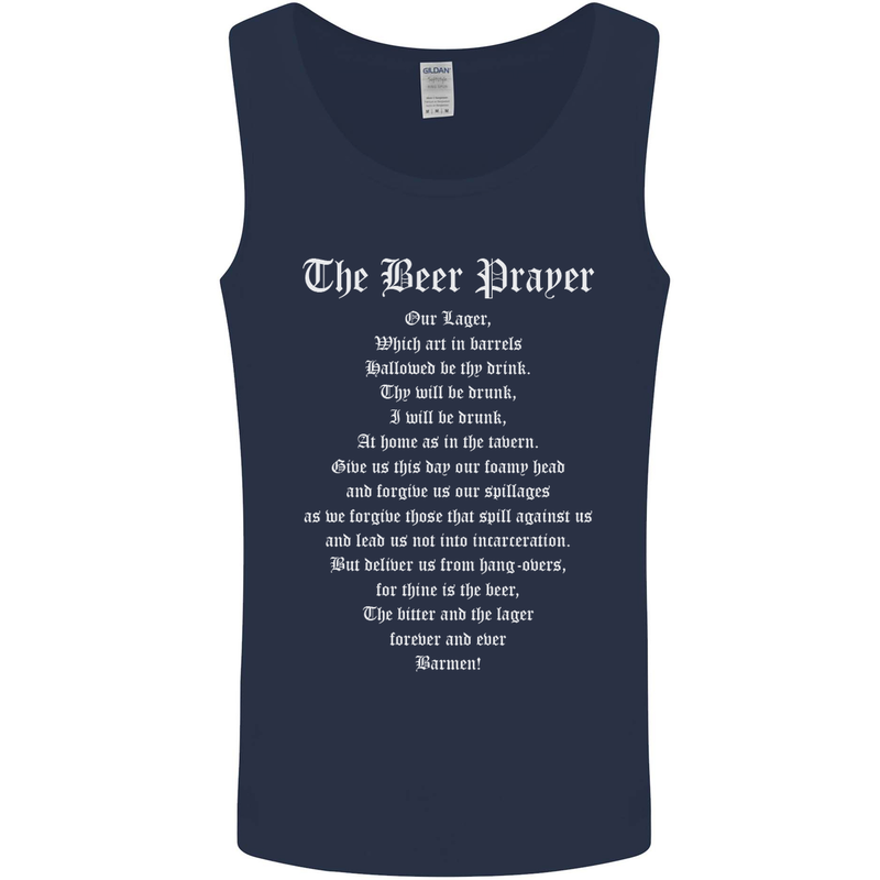 The Beer Prayer Funny Alcohol Mens Vest Tank Top Navy Blue