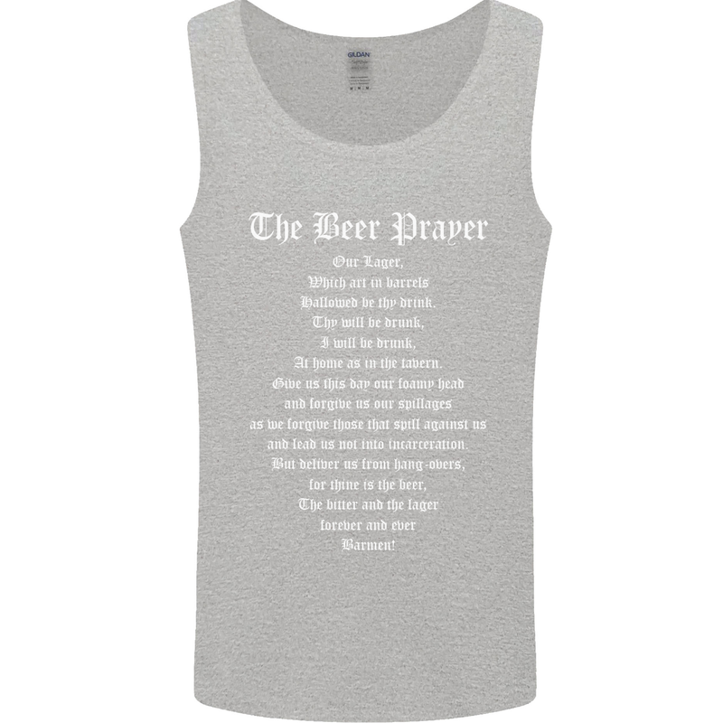 The Beer Prayer Funny Alcohol Mens Vest Tank Top Sports Grey