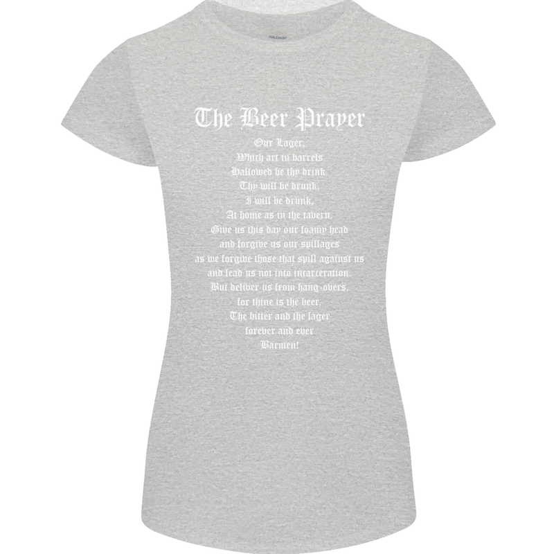 The Beer Prayer Funny Alcohol Womens Petite Cut T-Shirt Sports Grey