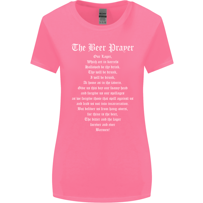 The Beer Prayer Funny Alcohol Womens Wider Cut T-Shirt Azalea