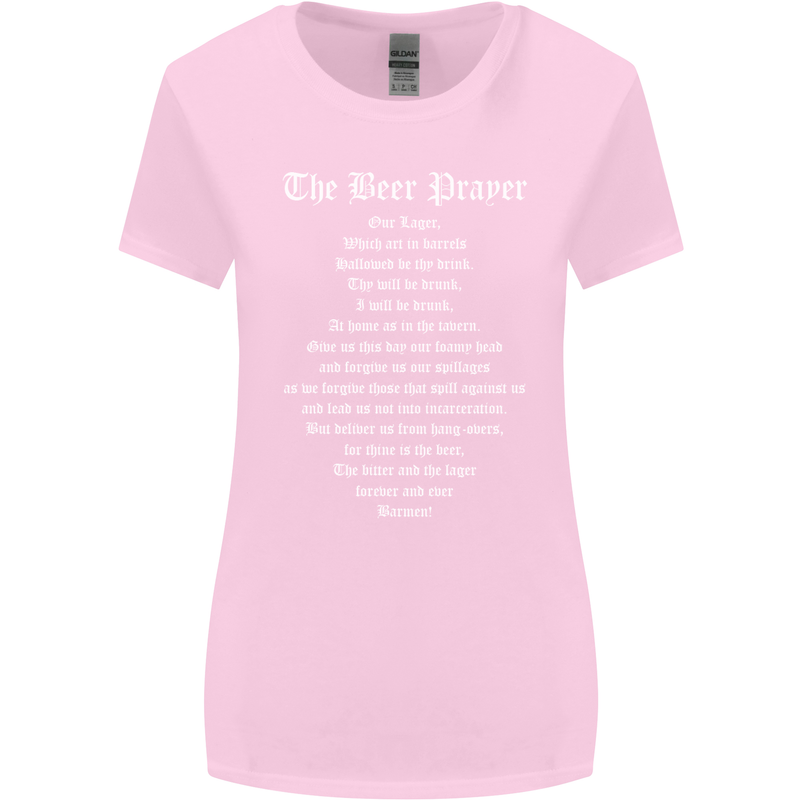 The Beer Prayer Funny Alcohol Womens Wider Cut T-Shirt Light Pink