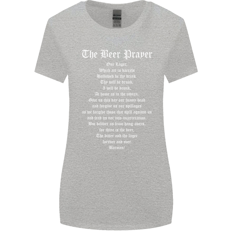 The Beer Prayer Funny Alcohol Womens Wider Cut T-Shirt Sports Grey