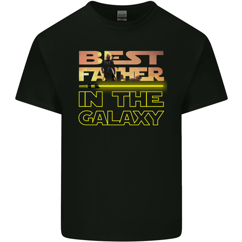 The Best Father in the Galaxy Father's Day Mens Cotton T-Shirt Tee Top Black