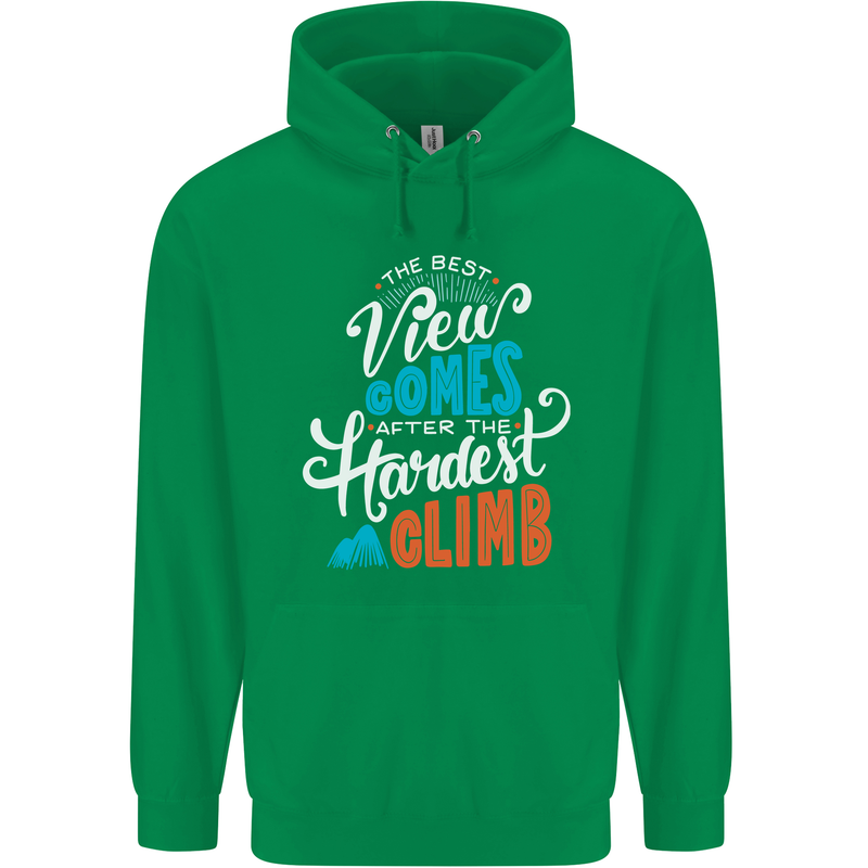 The Best Views Come From the Hardest Climb Childrens Kids Hoodie Irish Green