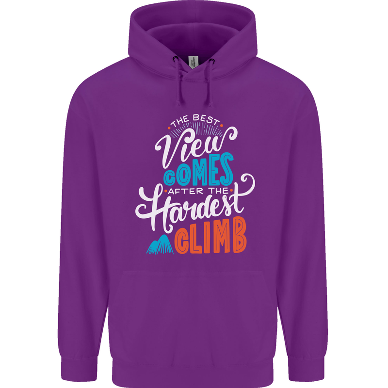 The Best Views Come From the Hardest Climb Childrens Kids Hoodie Purple