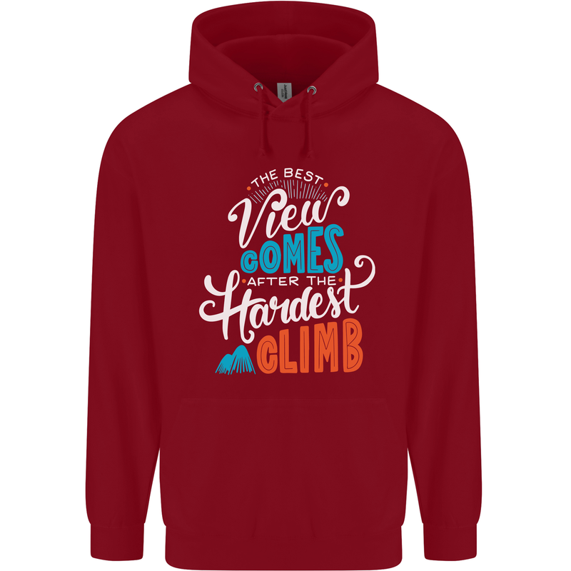 The Best Views Come From the Hardest Climb Childrens Kids Hoodie Red