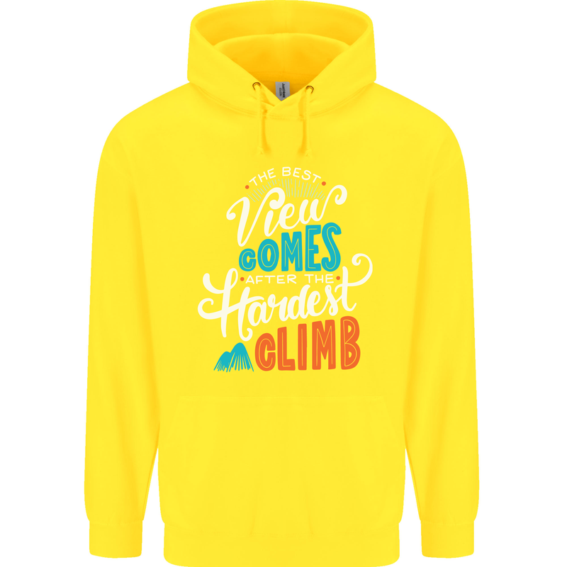 The Best Views Come From the Hardest Climb Childrens Kids Hoodie Yellow