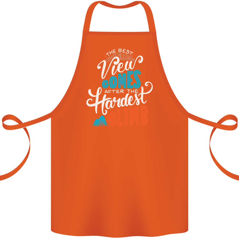The Best Views Come From the Hardest Climb Cotton Apron 100% Organic Orange