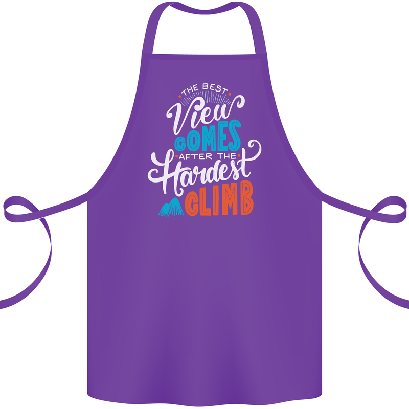 The Best Views Come From the Hardest Climb Cotton Apron 100% Organic Purple