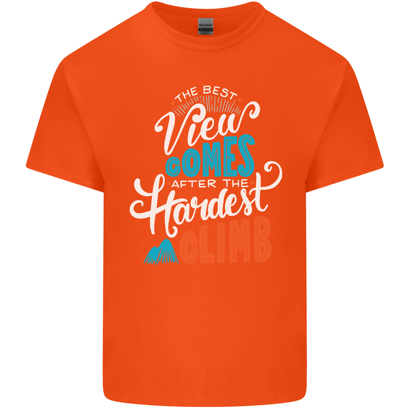 The Best Views Come From the Hardest Climb Mens Cotton T-Shirt Tee Top Orange