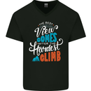 The Best Views Come From the Hardest Climb Mens V-Neck Cotton T-Shirt Black