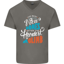 The Best Views Come From the Hardest Climb Mens V-Neck Cotton T-Shirt Charcoal