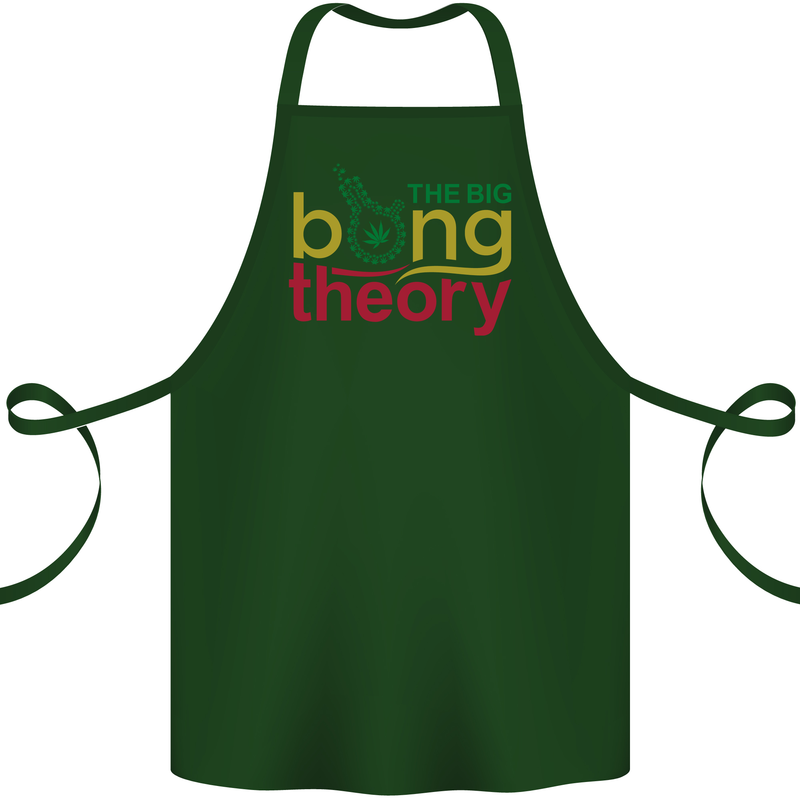 The Big Bong Theory Funny Weed Cannabis Cotton Apron 100% Organic Forest Green
