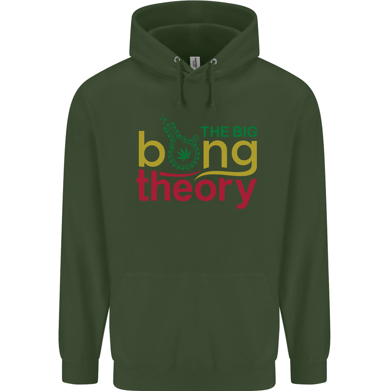 The Big Bong Theory Funny Weed Cannabis Mens 80% Cotton Hoodie Forest Green