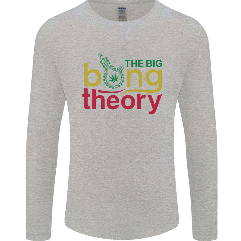 The Big Bong Theory Funny Weed Cannabis Mens Long Sleeve T-Shirt Sports Grey