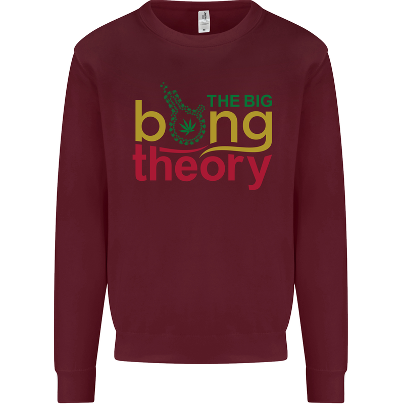The Big Bong Theory Funny Weed Cannabis Mens Sweatshirt Jumper Maroon
