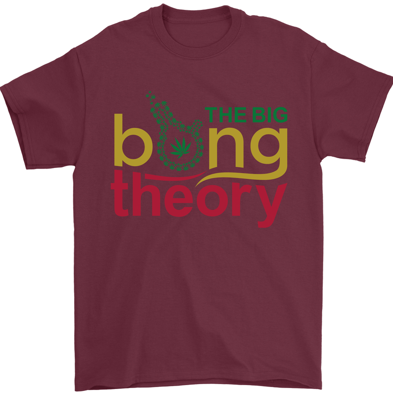 The Big Bong Theory Funny Weed Cannabis Mens T-Shirt Cotton Gildan Maroon
