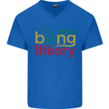The Big Bong Theory Funny Weed Cannabis Mens V-Neck Cotton T-Shirt Royal Blue