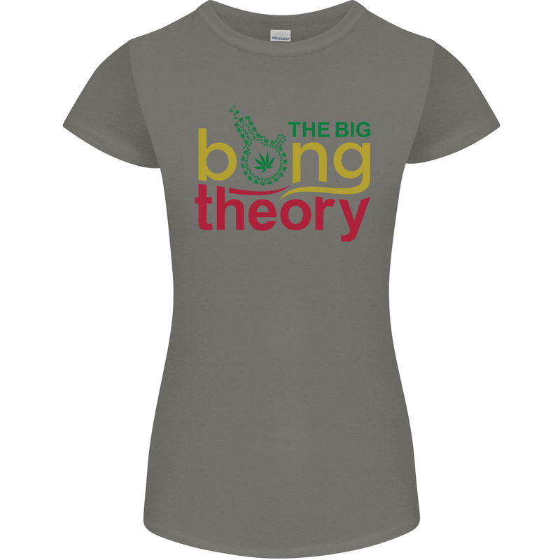 The Big Bong Theory Funny Weed Cannabis Womens Petite Cut T-Shirt Charcoal