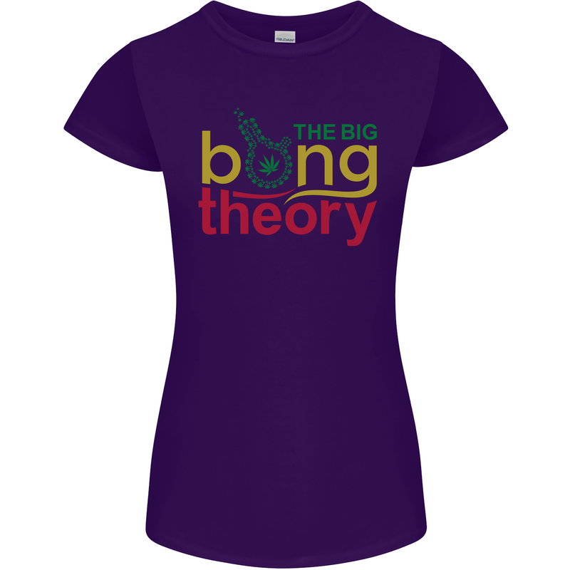 The Big Bong Theory Funny Weed Cannabis Womens Petite Cut T-Shirt Purple