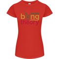 The Big Bong Theory Funny Weed Cannabis Womens Petite Cut T-Shirt Red