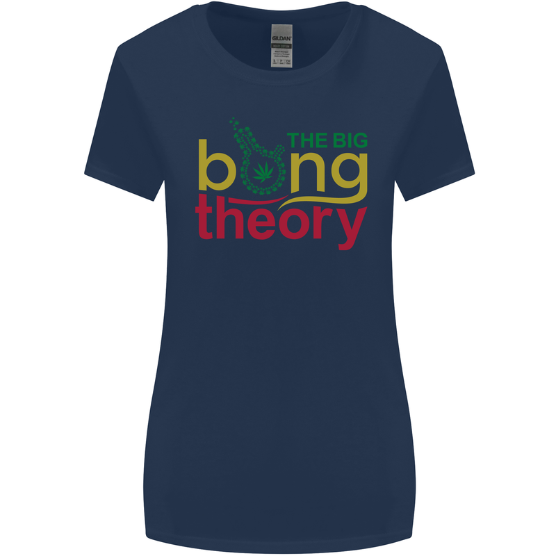 The Big Bong Theory Funny Weed Cannabis Womens Wider Cut T-Shirt Navy Blue