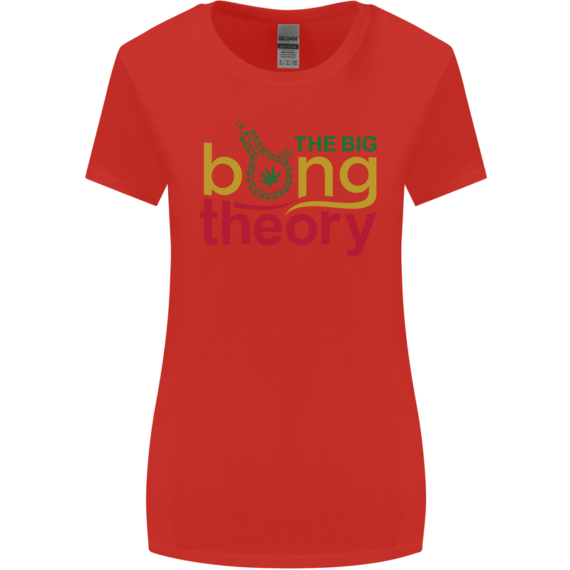 The Big Bong Theory Funny Weed Cannabis Womens Wider Cut T-Shirt Red