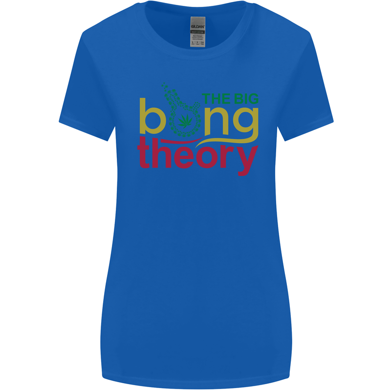 The Big Bong Theory Funny Weed Cannabis Womens Wider Cut T-Shirt Royal Blue