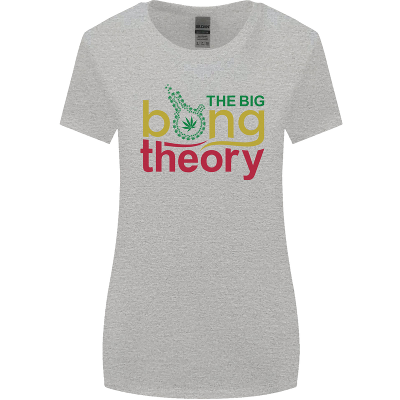 The Big Bong Theory Funny Weed Cannabis Womens Wider Cut T-Shirt Sports Grey