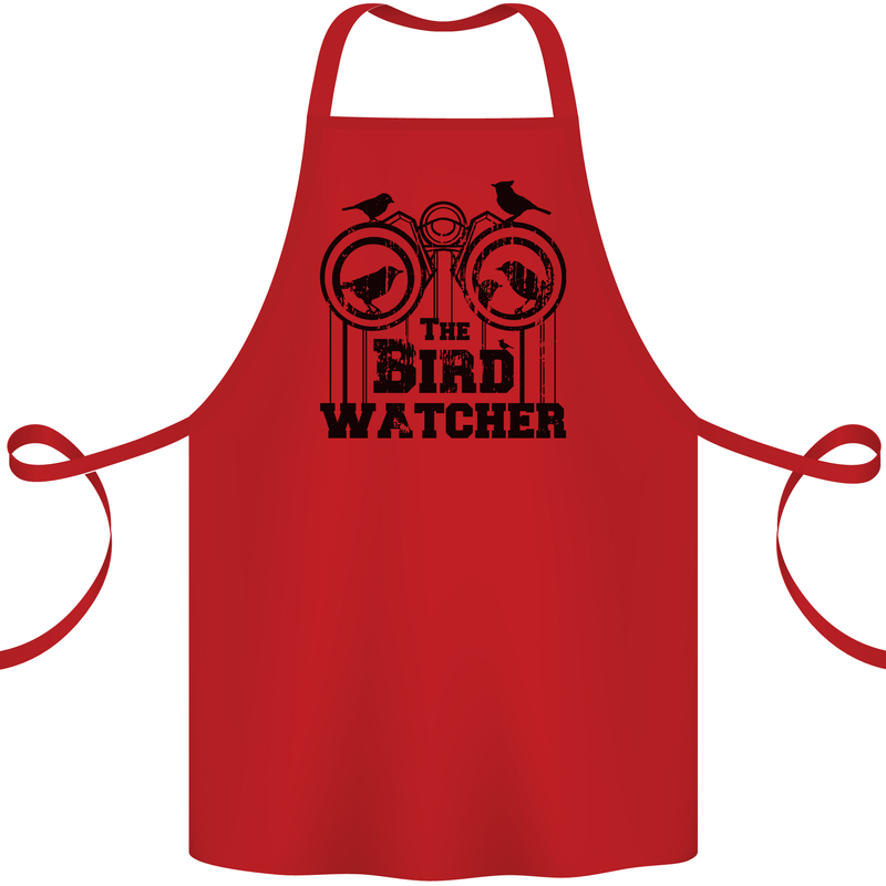 The Bird Watcher Watching Funny Cotton Apron 100% Organic Red