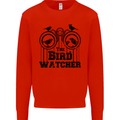 The Bird Watcher Watching Funny Kids Sweatshirt Jumper Bright Red