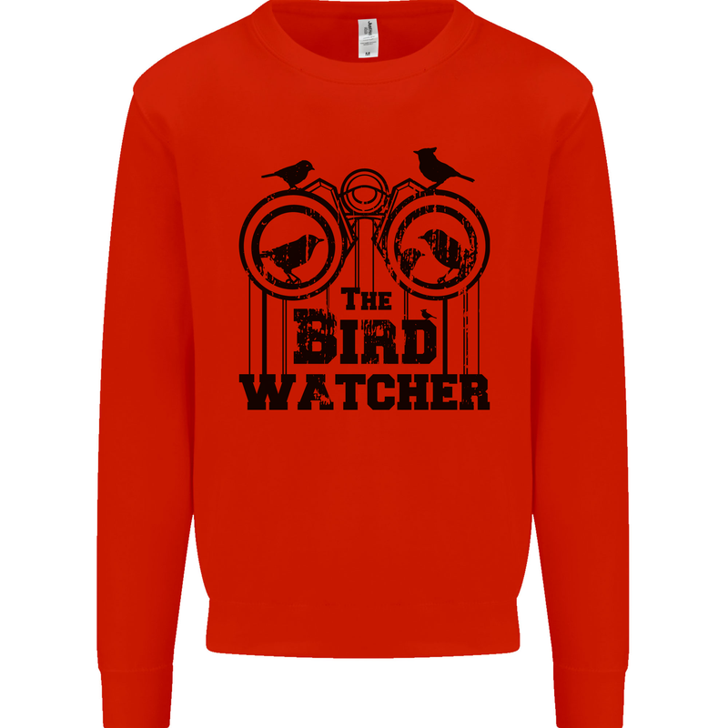 The Bird Watcher Watching Funny Kids Sweatshirt Jumper Bright Red