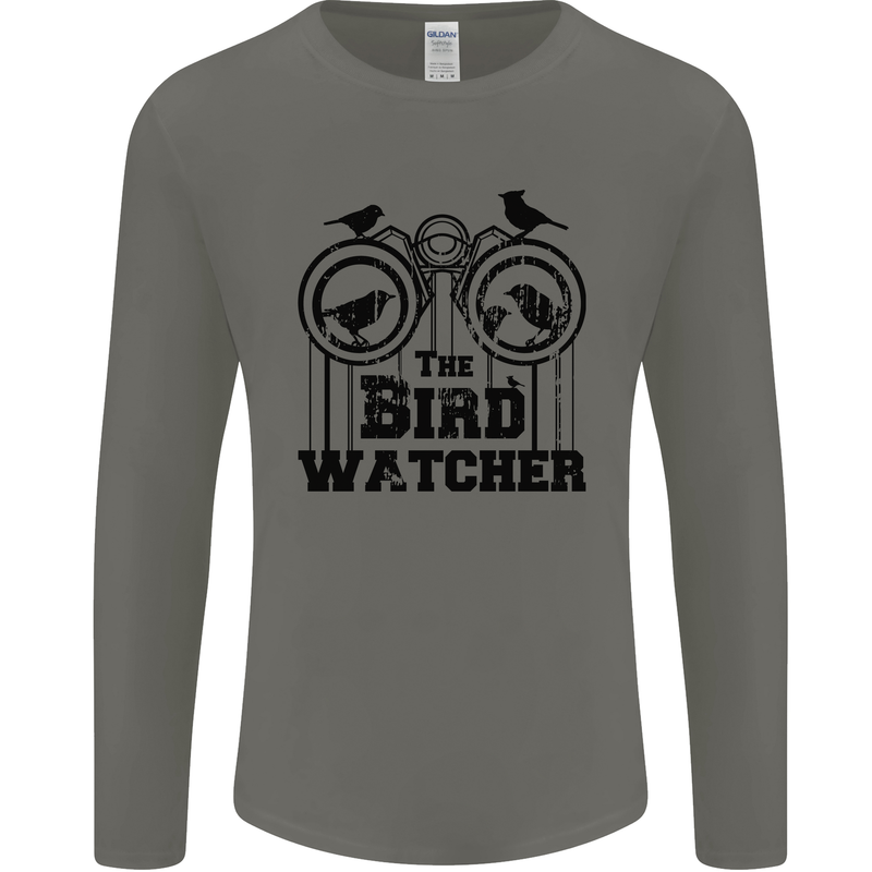 The Bird Watcher Watching Funny Mens Long Sleeve T-Shirt Charcoal