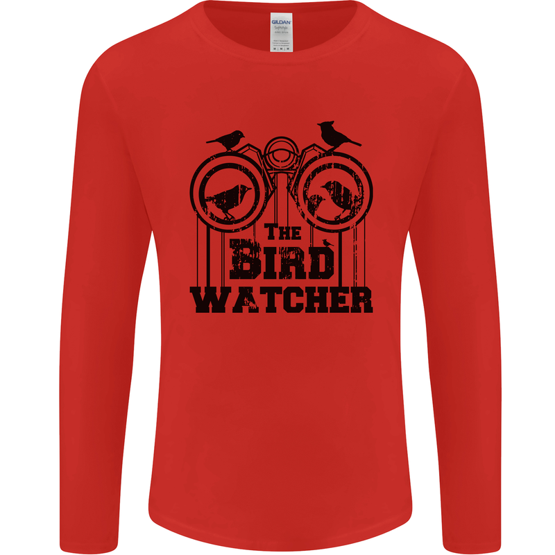 The Bird Watcher Watching Funny Mens Long Sleeve T-Shirt Red