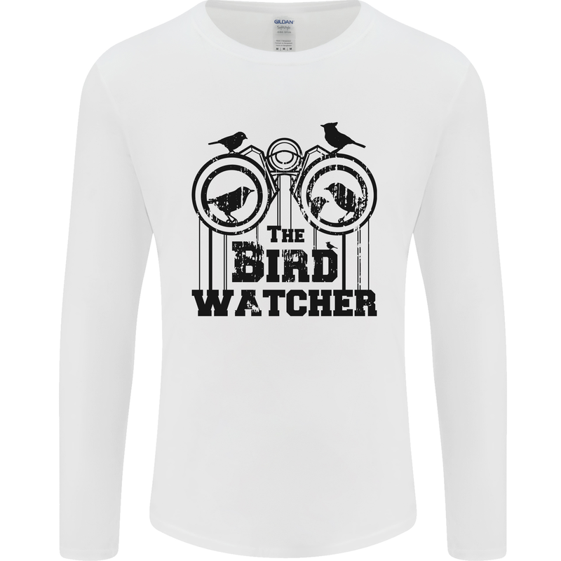 The Bird Watcher Watching Funny Mens Long Sleeve T-Shirt White