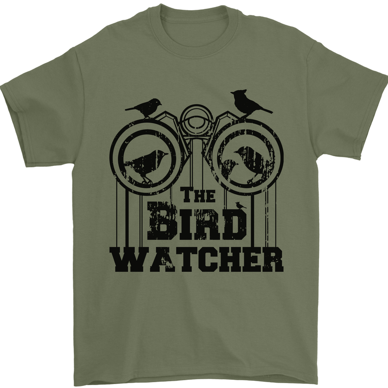 The Bird Watcher Watching Funny Mens T-Shirt 100% Cotton Military Green