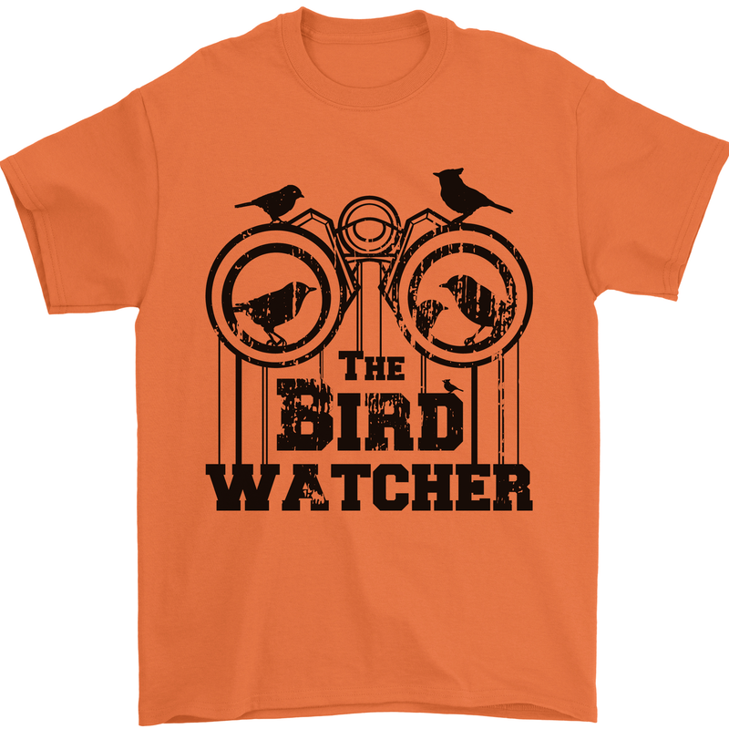 The Bird Watcher Watching Funny Mens T-Shirt 100% Cotton Orange