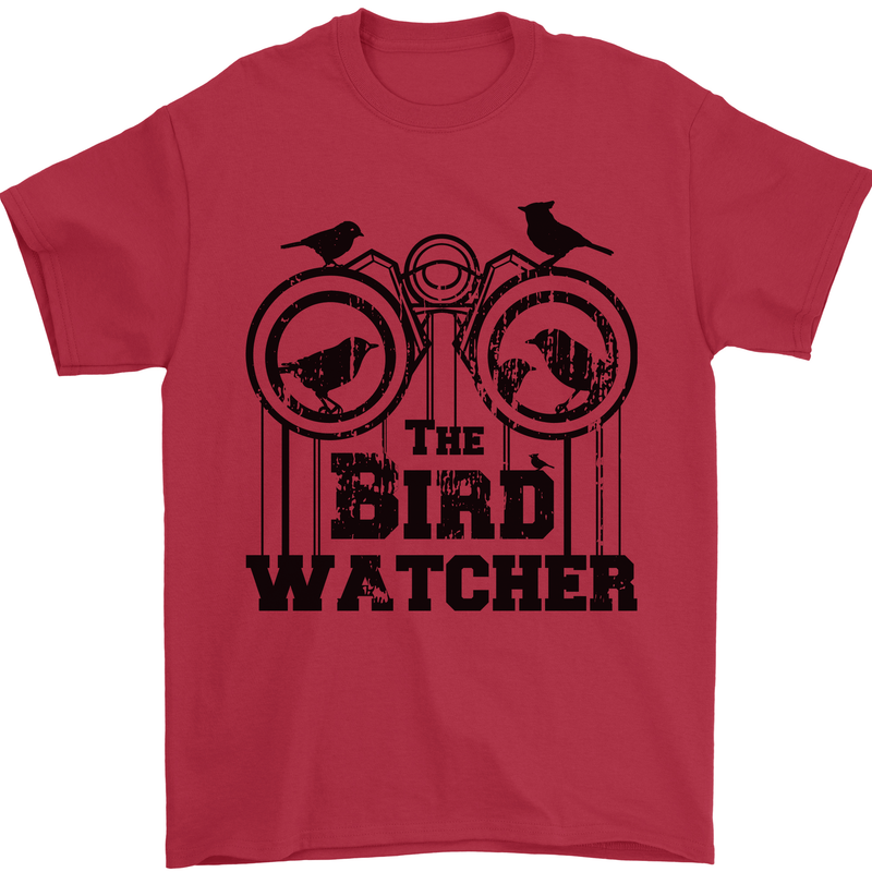 The Bird Watcher Watching Funny Mens T-Shirt 100% Cotton Red