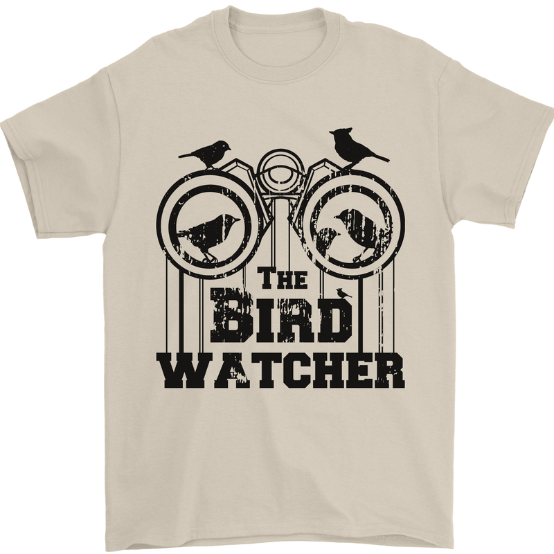 The Bird Watcher Watching Funny Mens T-Shirt 100% Cotton Sand