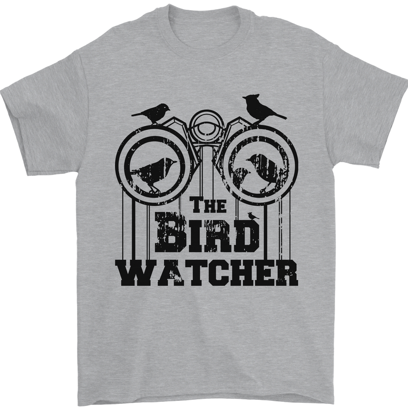 The Bird Watcher Watching Funny Mens T-Shirt 100% Cotton Sports Grey