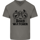 The Bird Watcher Watching Funny Mens V-Neck Cotton T-Shirt Charcoal