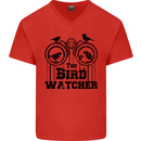 The Bird Watcher Watching Funny Mens V-Neck Cotton T-Shirt Red