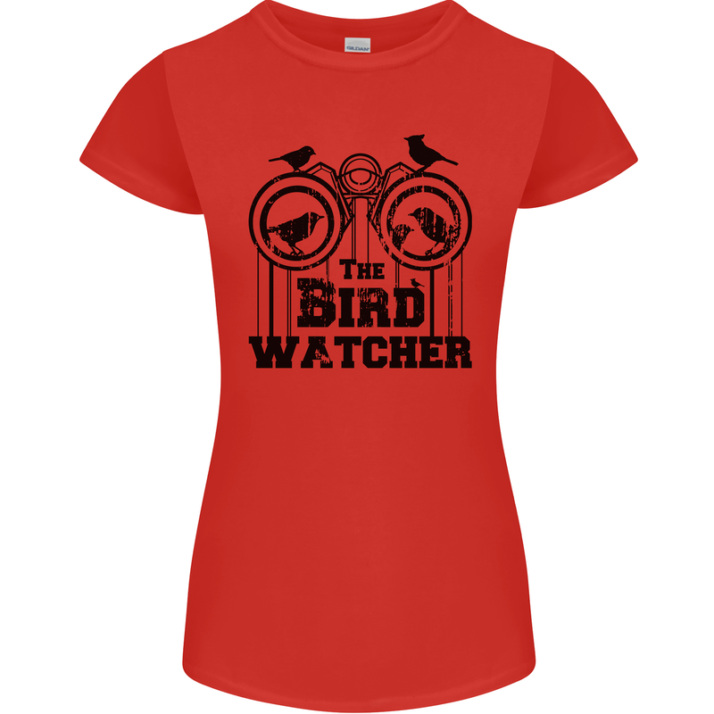 The Bird Watcher Watching Funny Womens Petite Cut T-Shirt Red