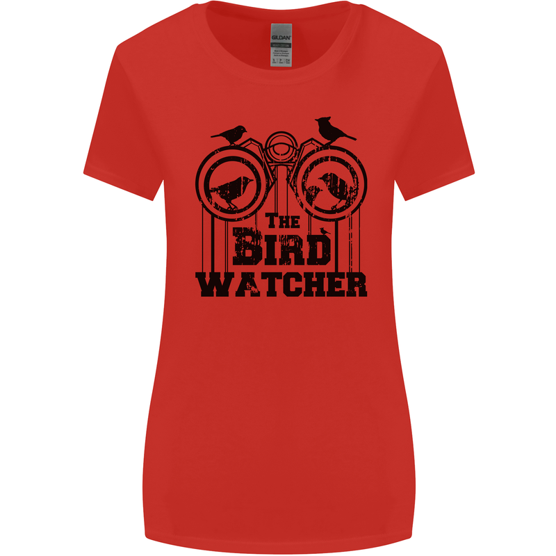 The Bird Watcher Watching Funny Womens Wider Cut T-Shirt Red