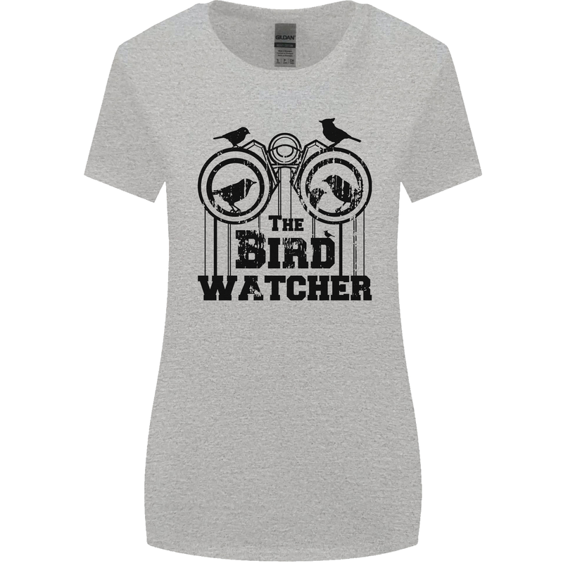 The Bird Watcher Watching Funny Womens Wider Cut T-Shirt Sports Grey