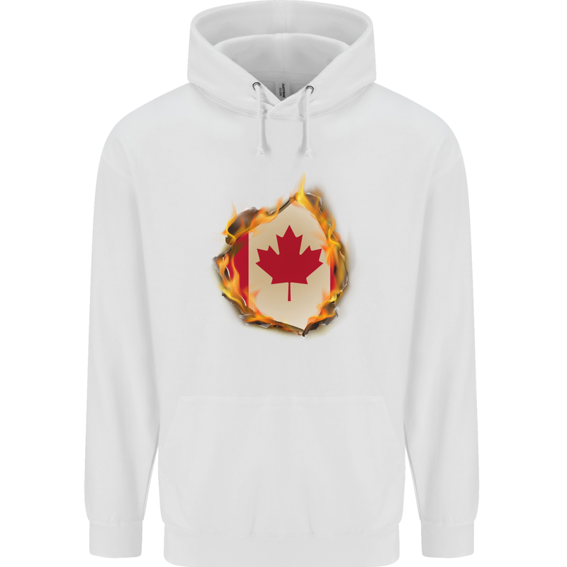 The Canadian Maple Leaf Flag Fire Canada Childrens Kids Hoodie White