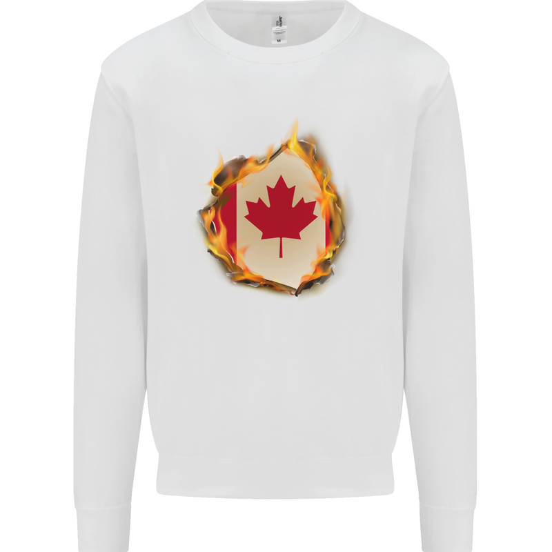 The Canadian Maple Leaf Flag Fire Canada Kids Sweatshirt Jumper White