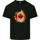 The Canadian Maple Leaf Flag Fire Canada Kids T-Shirt Childrens Black