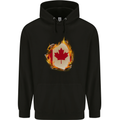 The Canadian Maple Leaf Flag Fire Canada Mens 80% Cotton Hoodie Black