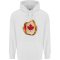The Canadian Maple Leaf Flag Fire Canada Mens 80% Cotton Hoodie White